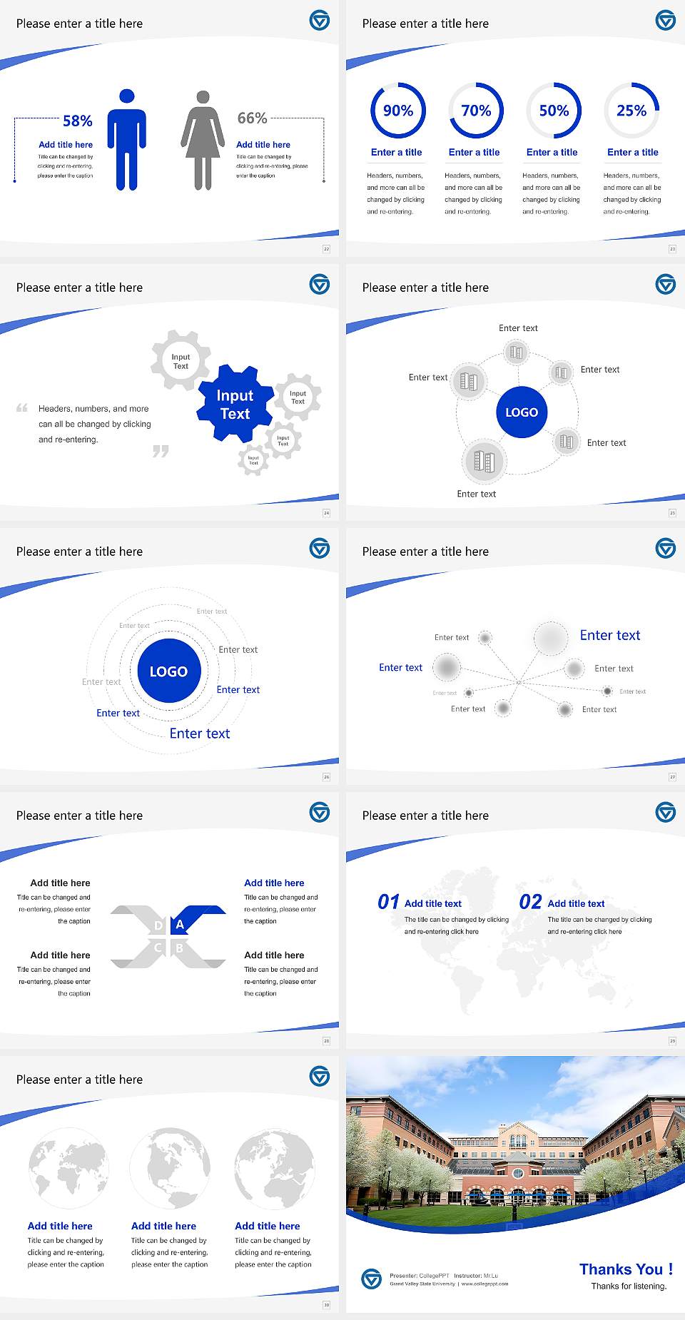 Grand Valley State University Course/Courseware Creation PPT Template4:3 ratio PPT effect preview image4