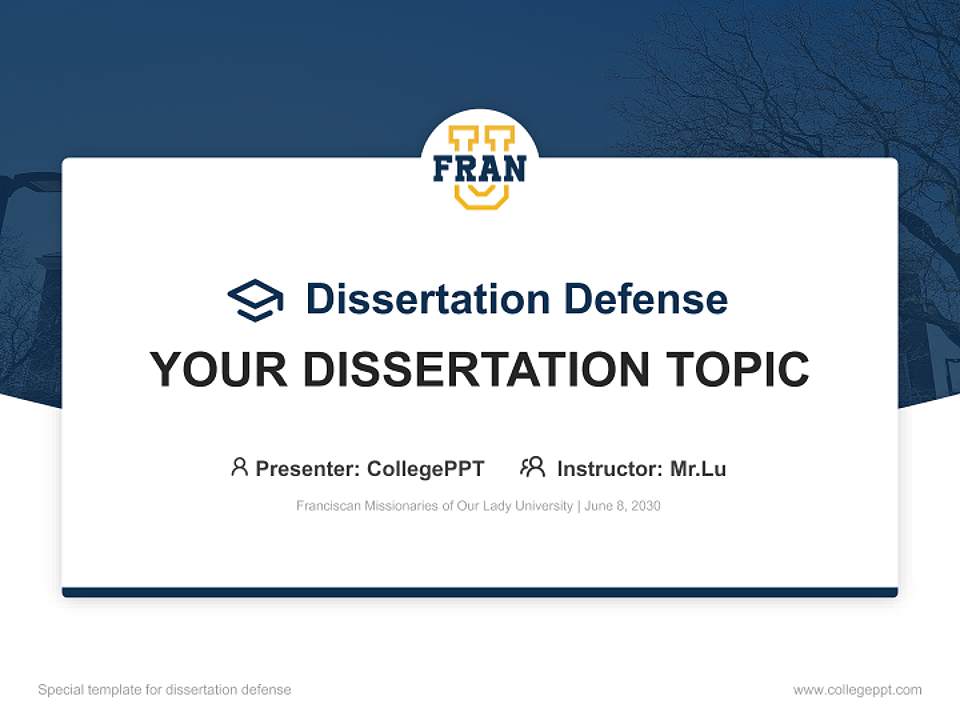 Franciscan Missionaries of Our Lady University Graduation Thesis Defense PPT Template4:3 ratio PPT effect preview image7