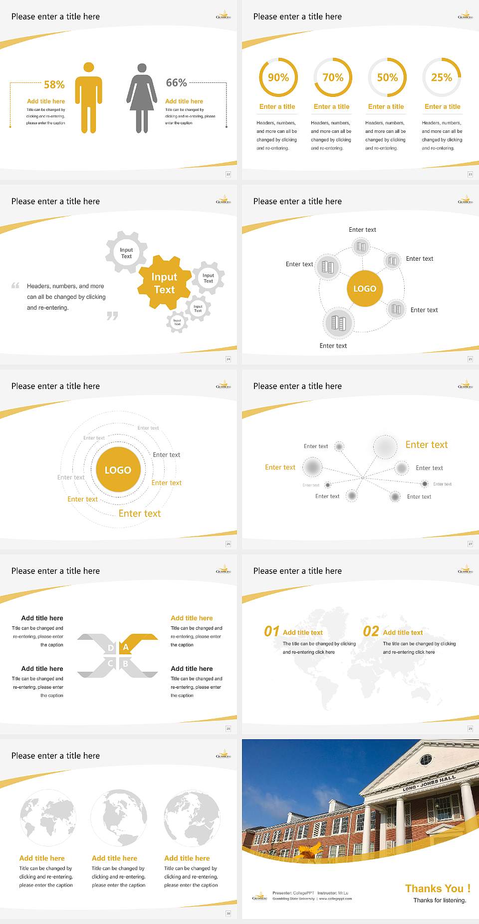 Grambling State University Course/Courseware Creation PPT Template4:3 ratio PPT effect preview image4