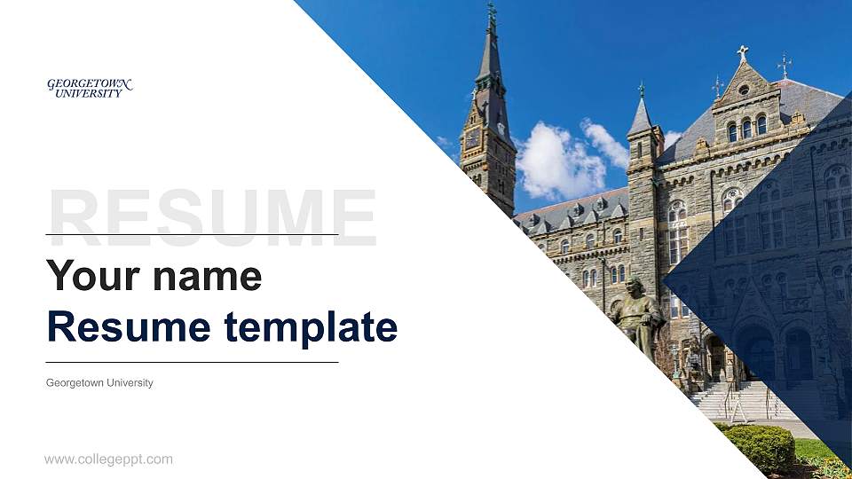 Georgetown University Resume PPT Template16:9 ratio PPT effect preview image