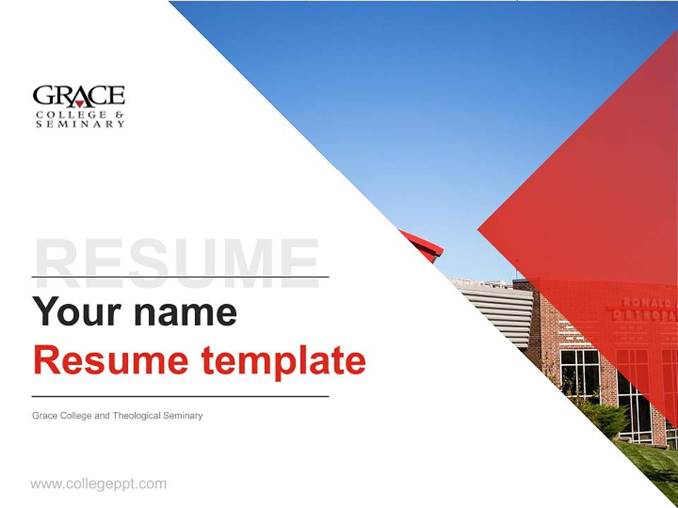 Grace College and Theological Seminary Resume PPT Template4:3 ratio PPT effect preview image5