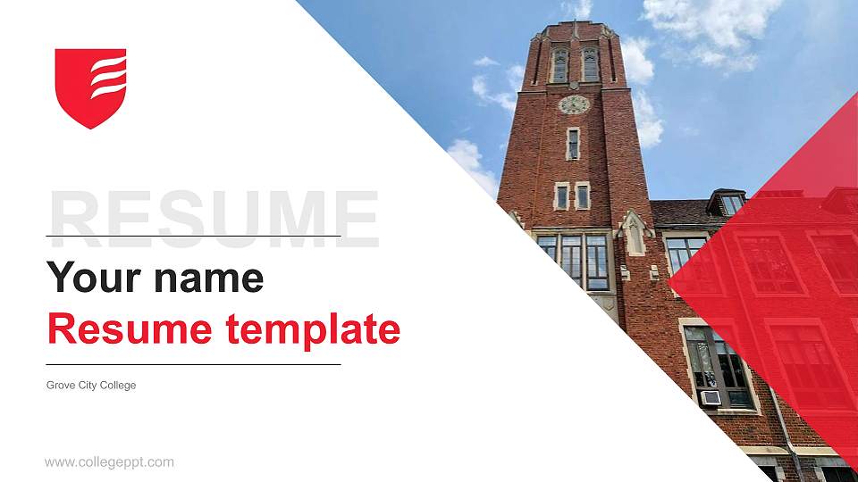 Grove City College Resume PPT Template16:9 ratio PPT effect preview image