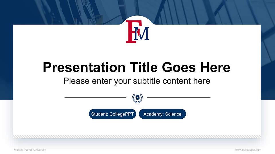 Francis Marion University National Scholarship Defense PPT Template16:9 ratio PPT effect preview image