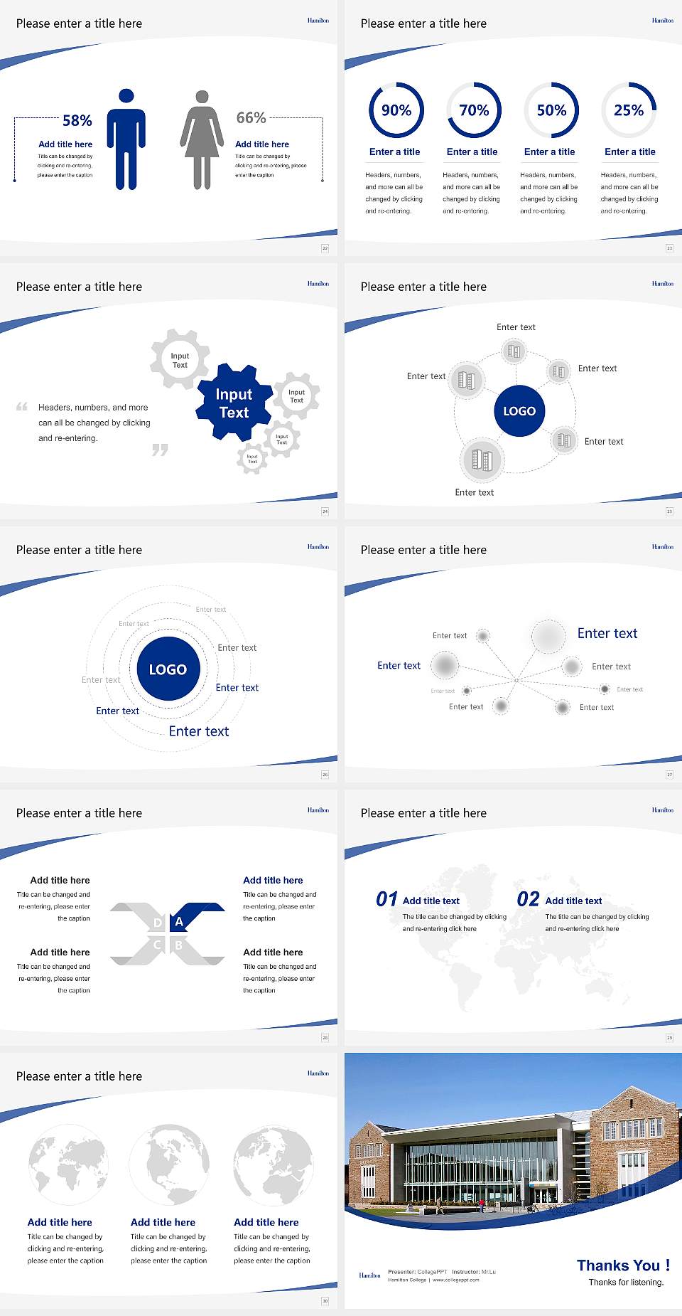Hamilton College Course/Courseware Creation PPT Template4:3 ratio PPT effect preview image4