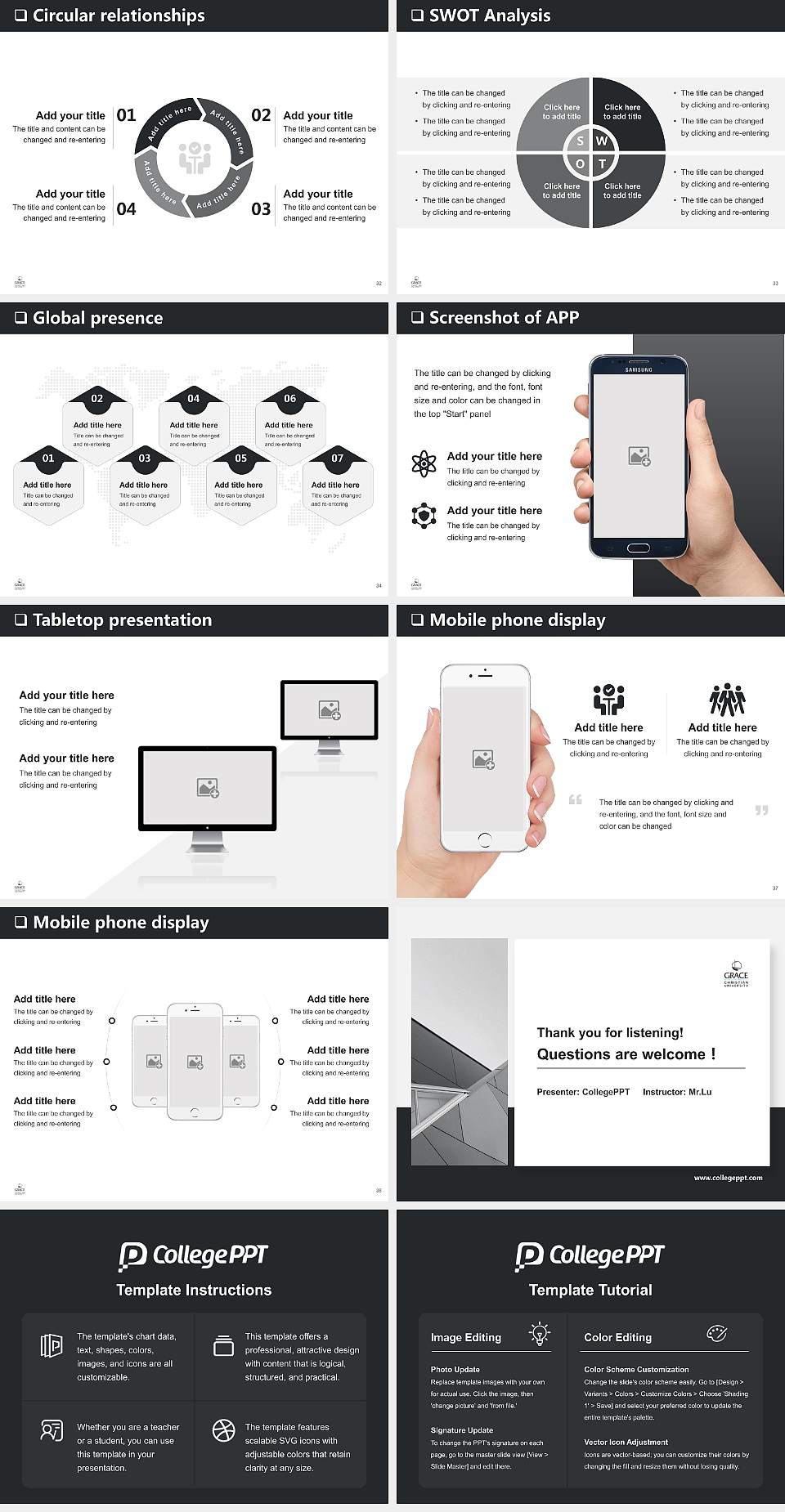 Grace Christian University General Purpose PPT Template4:3 ratio PPT effect preview image5