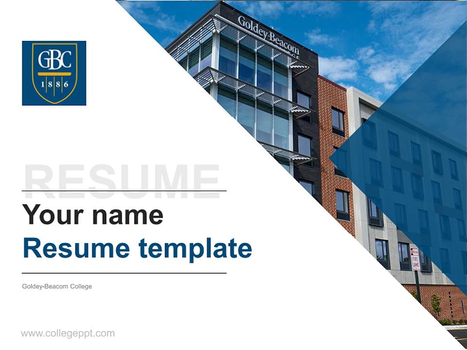 Goldey-Beacom College Resume PPT Template4:3 ratio PPT effect preview image5
