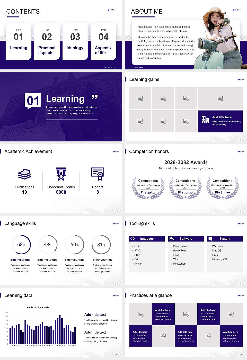 Fontbonne University National Scholarship Defense PPT Template16:9 ratio PPT effect preview image2