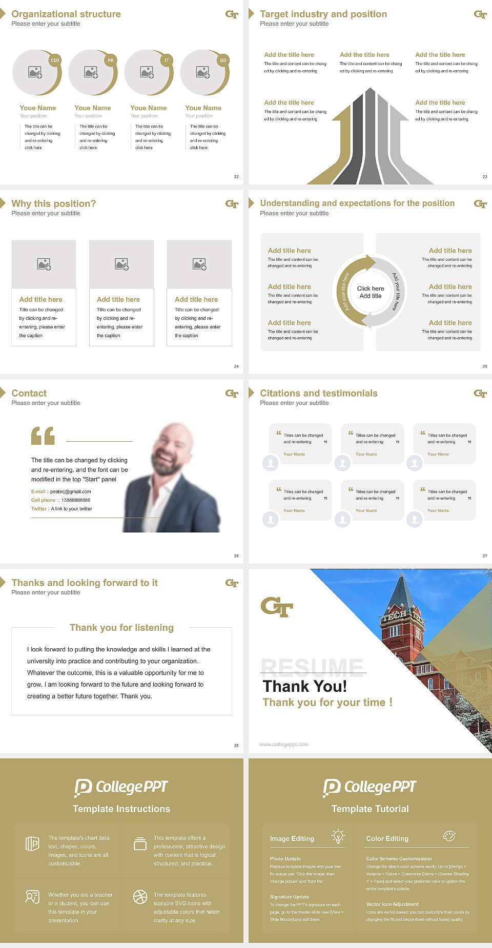 Georgia Institute of Technology-Main Campus Resume PPT Template4:3 ratio PPT effect preview image4