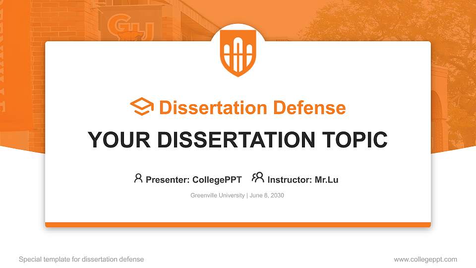 Greenville University Graduation Thesis Defense PPT Template16:9 ratio PPT effect preview image