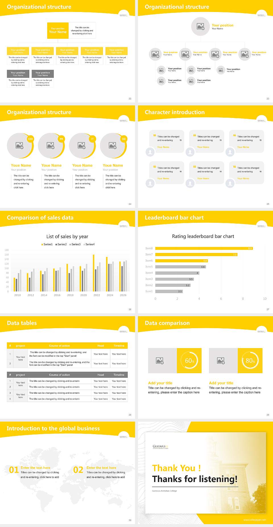 Gustavus Adolphus College Academic Presentation/Research Findings Report PPT Template4:3 ratio PPT effect preview image4