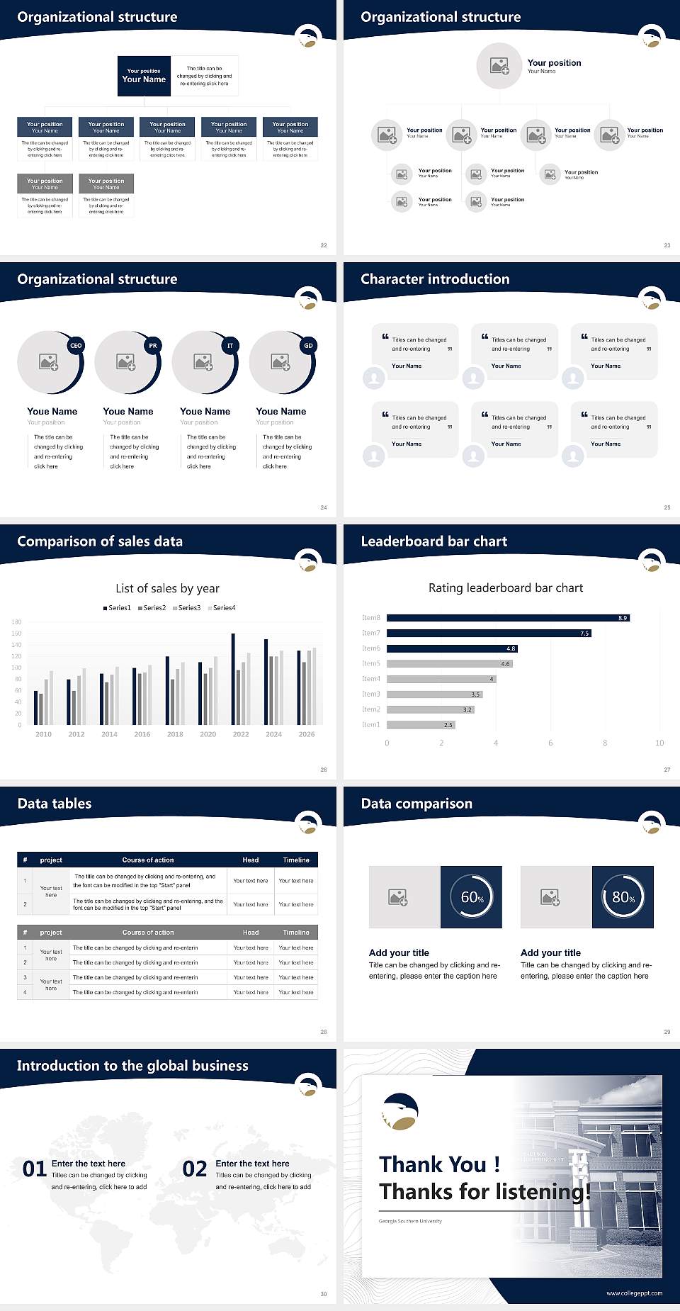 Georgia Southern University Academic Presentation/Research Findings Report PPT Template4:3 ratio PPT effect preview image4
