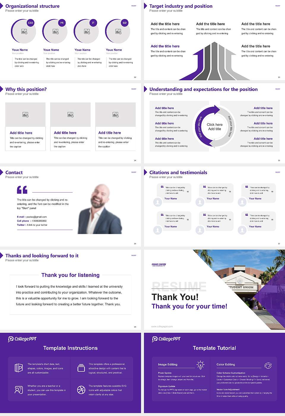 Grand Canyon University Resume PPT Template16:9 ratio PPT effect preview image4
