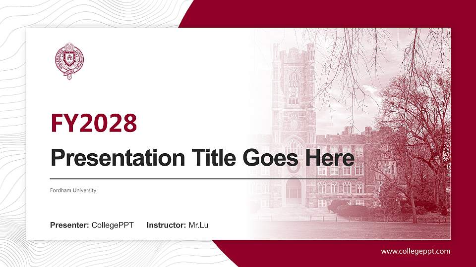 Fordham University Academic Presentation/Research Findings Report PPT Template16:9 ratio PPT effect preview image