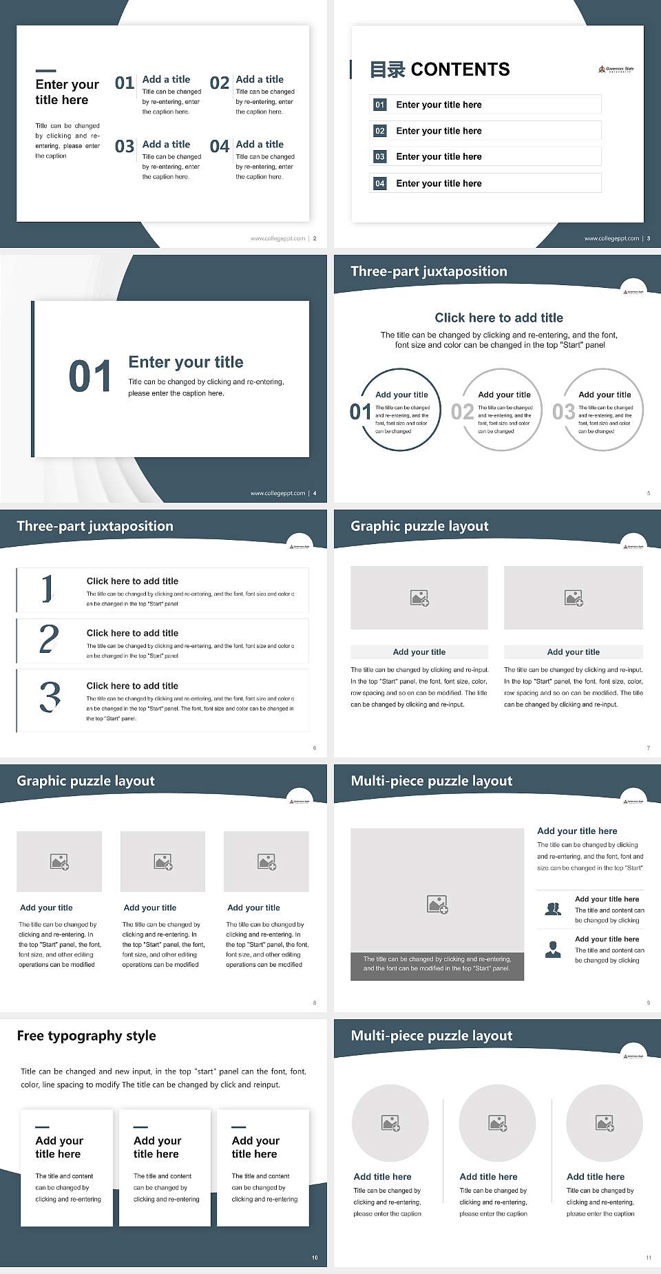 Governors State University Academic Presentation/Research Findings Report PPT Template4:3 ratio PPT effect preview image2