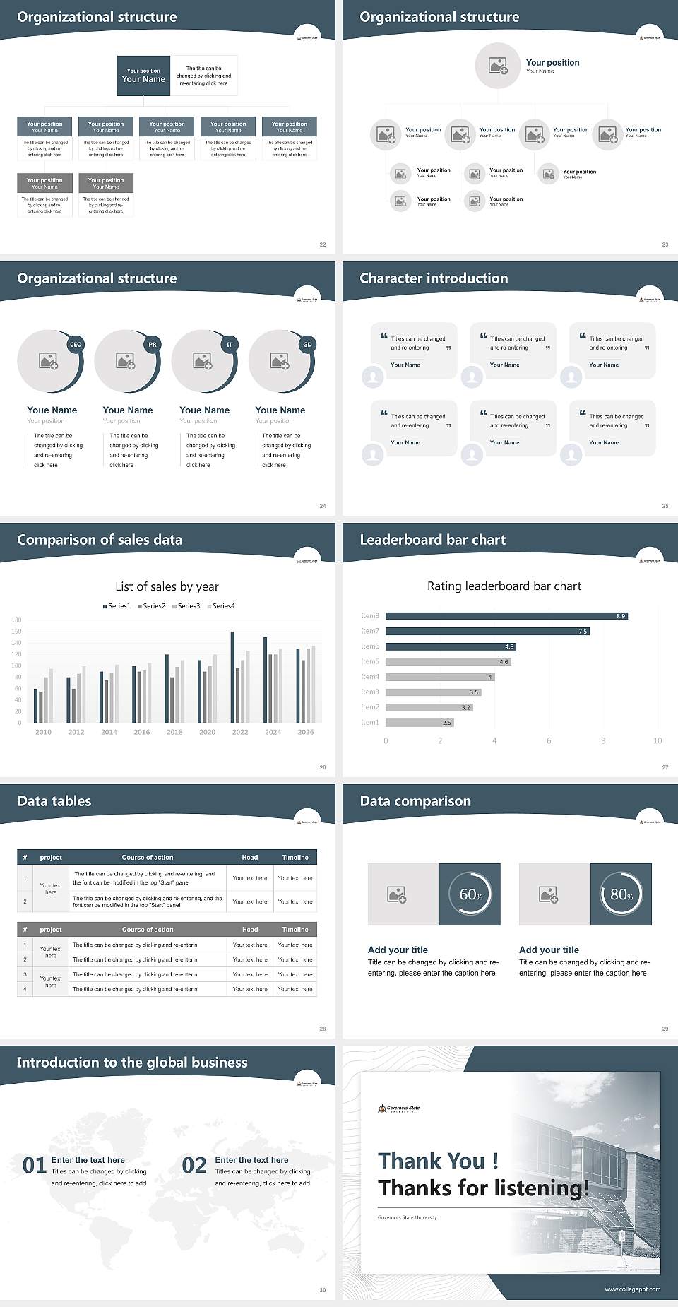Governors State University Academic Presentation/Research Findings Report PPT Template4:3 ratio PPT effect preview image4