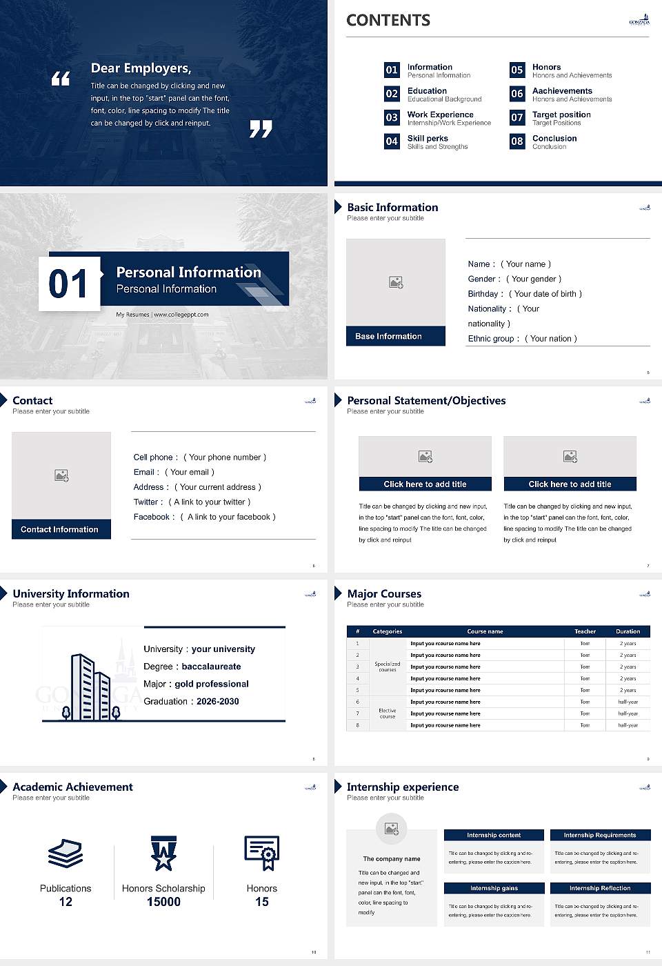 Gonzaga University Resume PPT Template16:9 ratio PPT effect preview image2