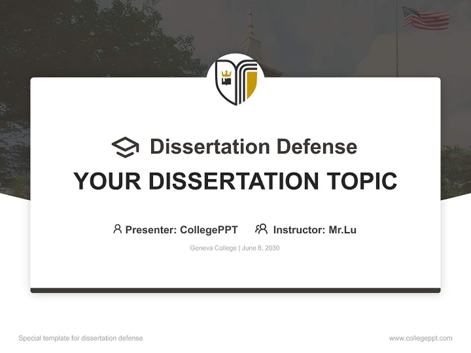 Geneva College Graduation Thesis Defense PPT Template4:3 ratio PPT effect preview image7