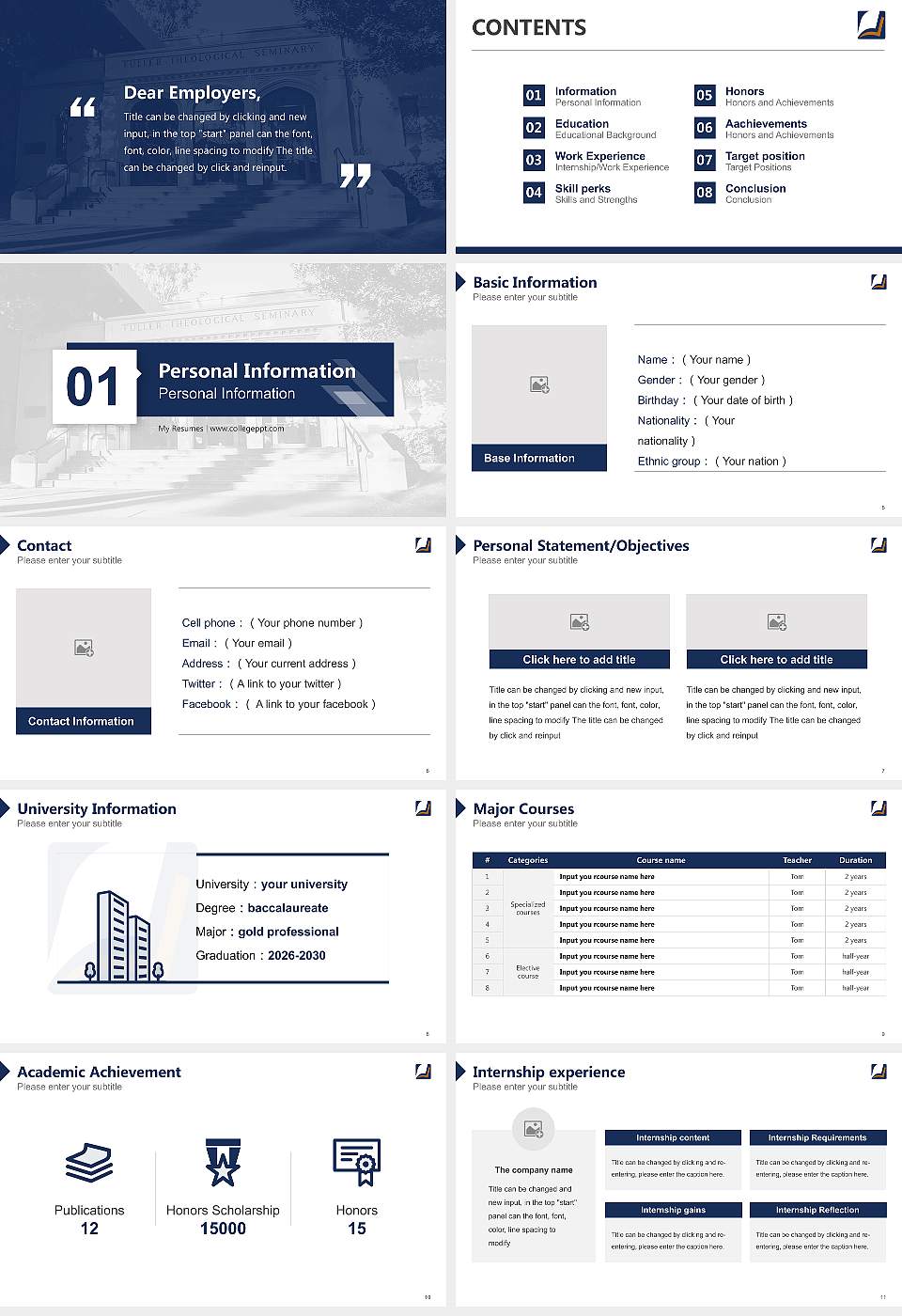 Fuller Theological Seminary Resume PPT Template16:9 ratio PPT effect preview image2