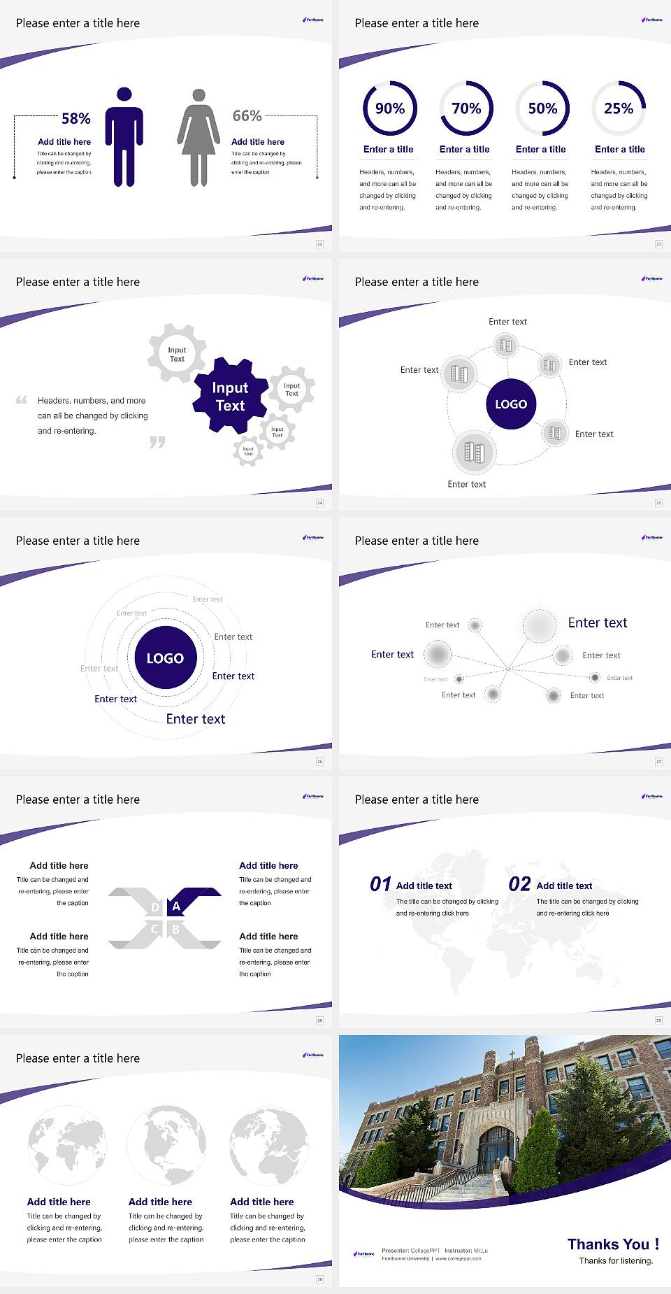 Fontbonne University Course/Courseware Creation PPT Template4:3 ratio PPT effect preview image4