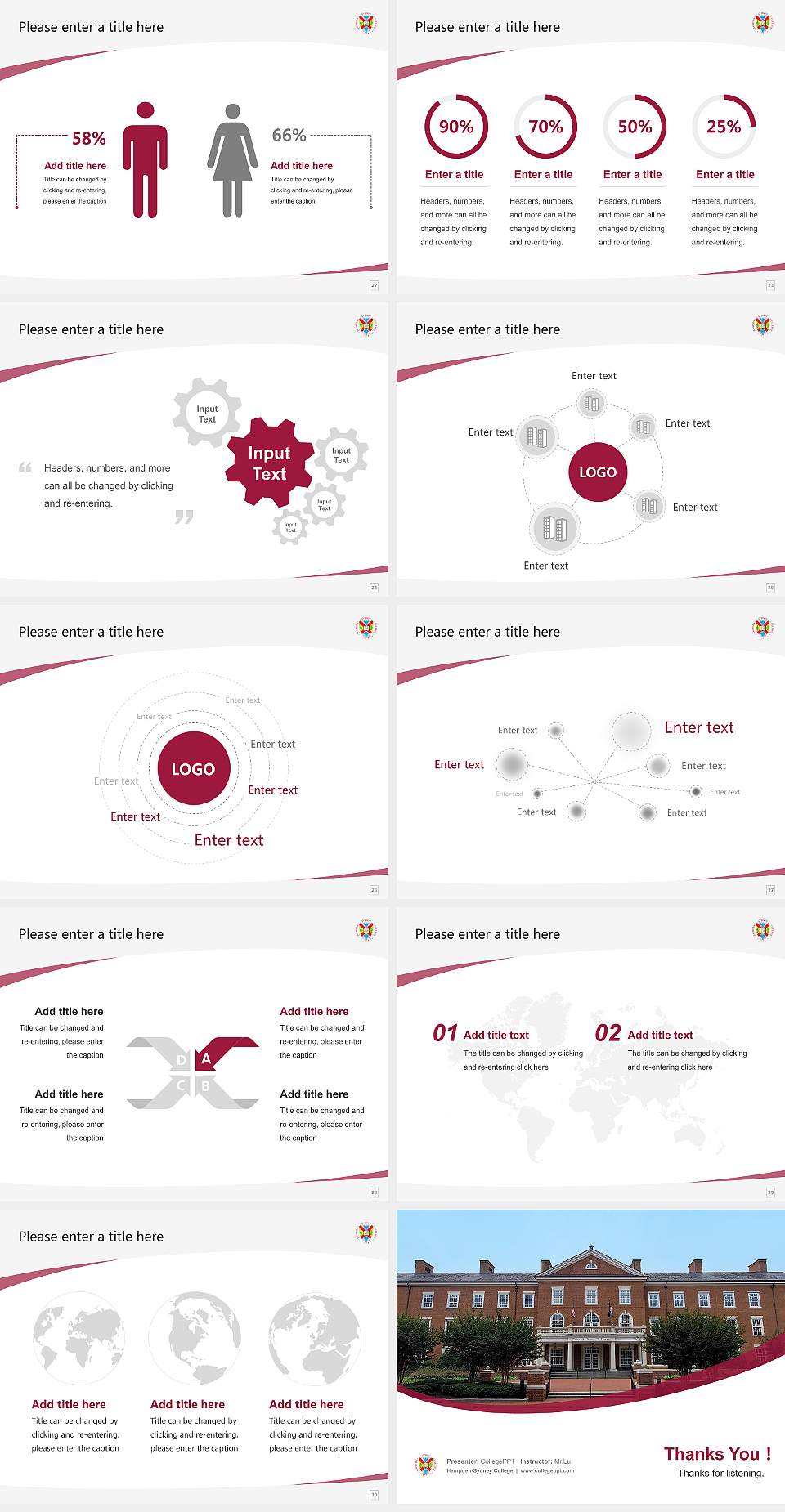 Hampden-Sydney College Course/Courseware Creation PPT Template4:3 ratio PPT effect preview image4