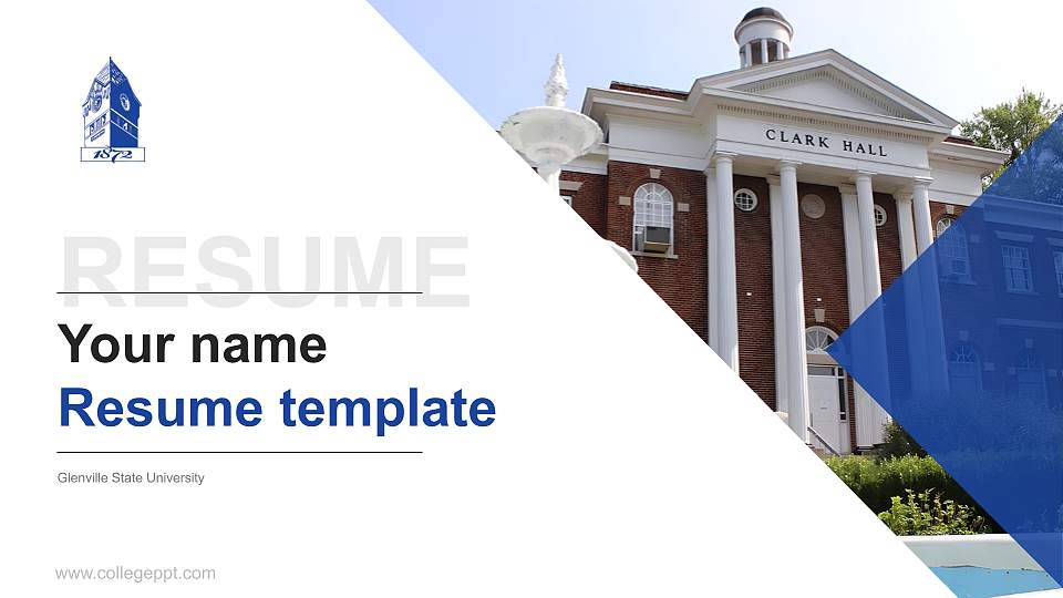 Glenville State University Resume PPT Template16:9 ratio PPT effect preview image