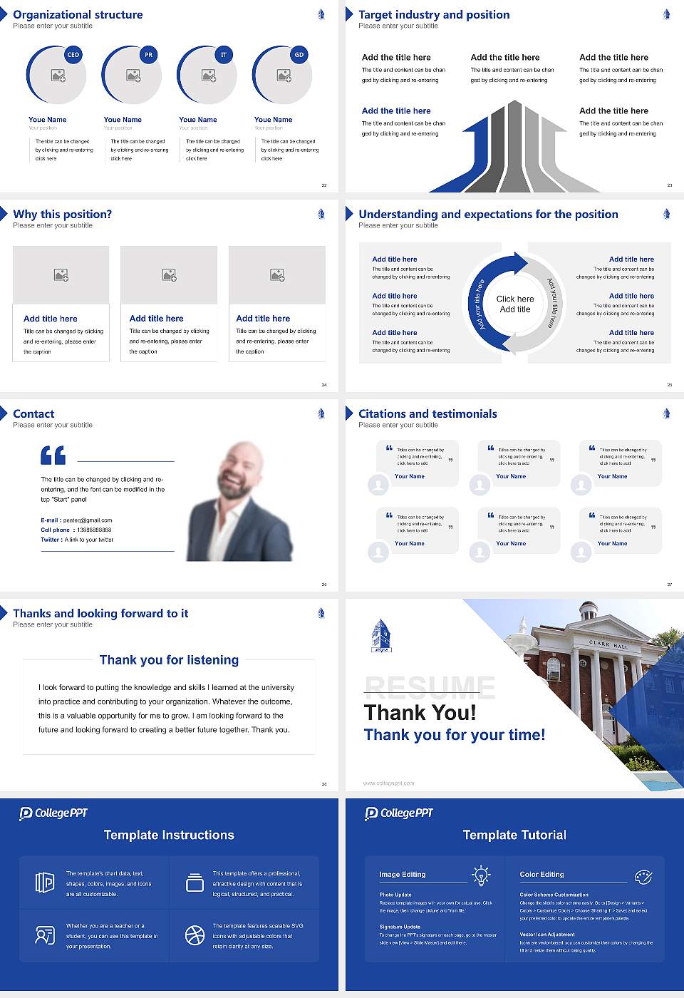 Glenville State University Resume PPT Template16:9 ratio PPT effect preview image4