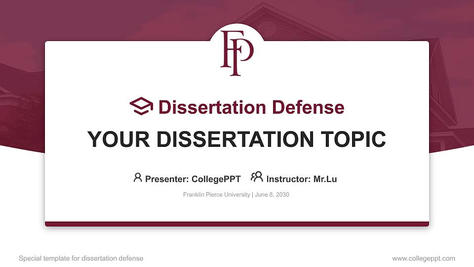 Franklin Pierce University Graduation Thesis Defense PPT Template16:9 ratio PPT effect preview image
