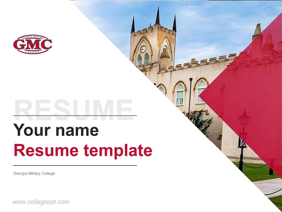 Georgia Military College Resume PPT Template4:3 ratio PPT effect preview image5
