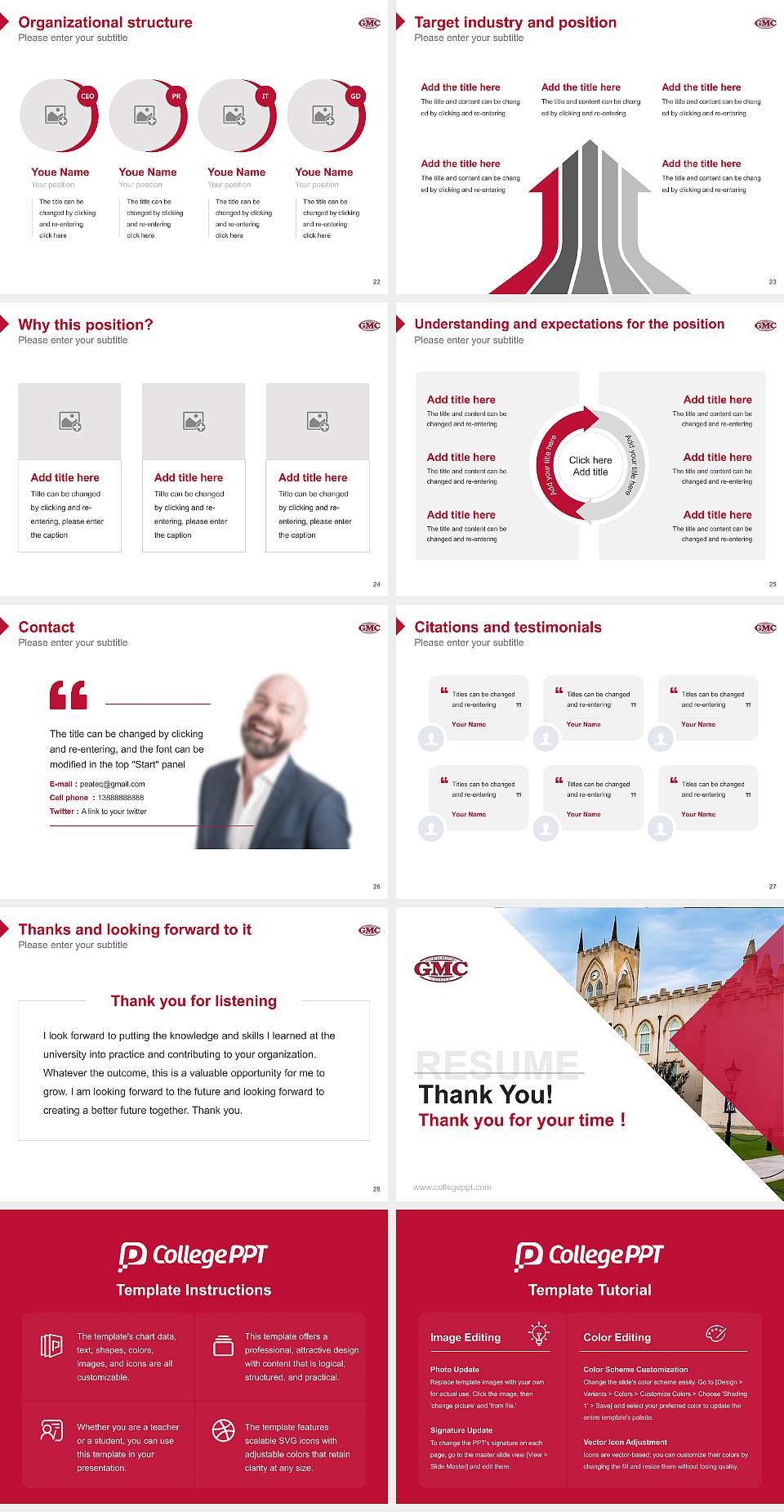 Georgia Military College Resume PPT Template4:3 ratio PPT effect preview image4