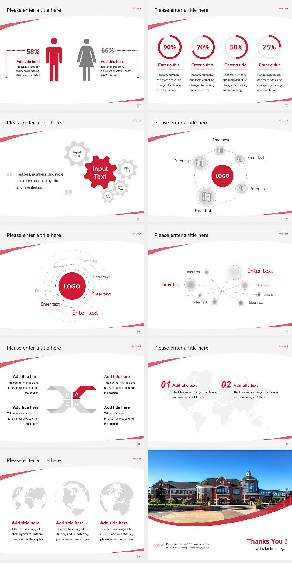 Grand View University Course/Courseware Creation PPT Template4:3 ratio PPT effect preview image4