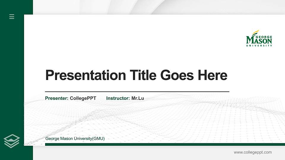 George Mason University(GMU) Thesis Proposal/Graduation Defense PPT Template16:9 ratio PPT effect preview image