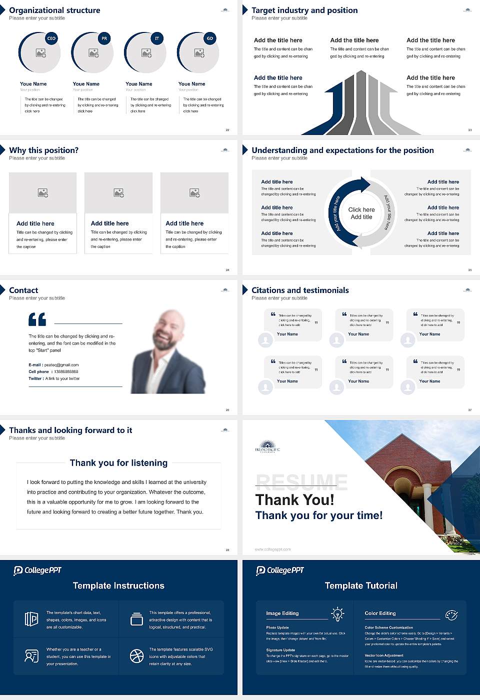 Fresno Pacific University Resume PPT Template16:9 ratio PPT effect preview image4