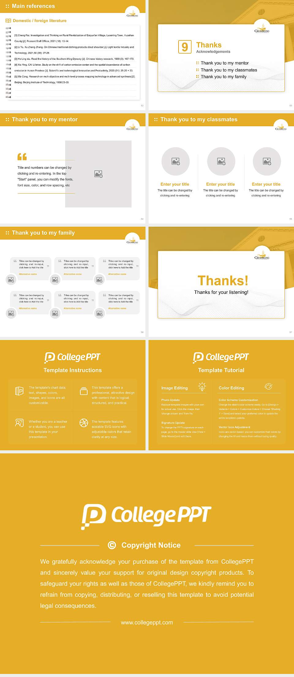 Grambling State University Graduation Thesis Defense PPT Template4:3 ratio PPT effect preview image7