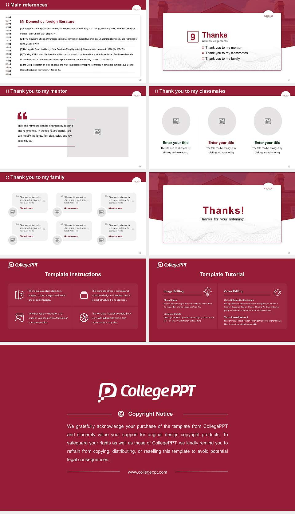 Guilford College Graduation Thesis Defense PPT Template16:9 ratio PPT effect preview image7
