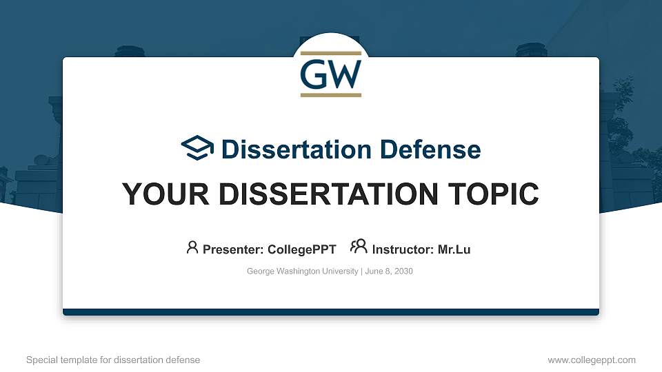 George Washington University Graduation Thesis Defense PPT Template16:9 ratio PPT effect preview image
