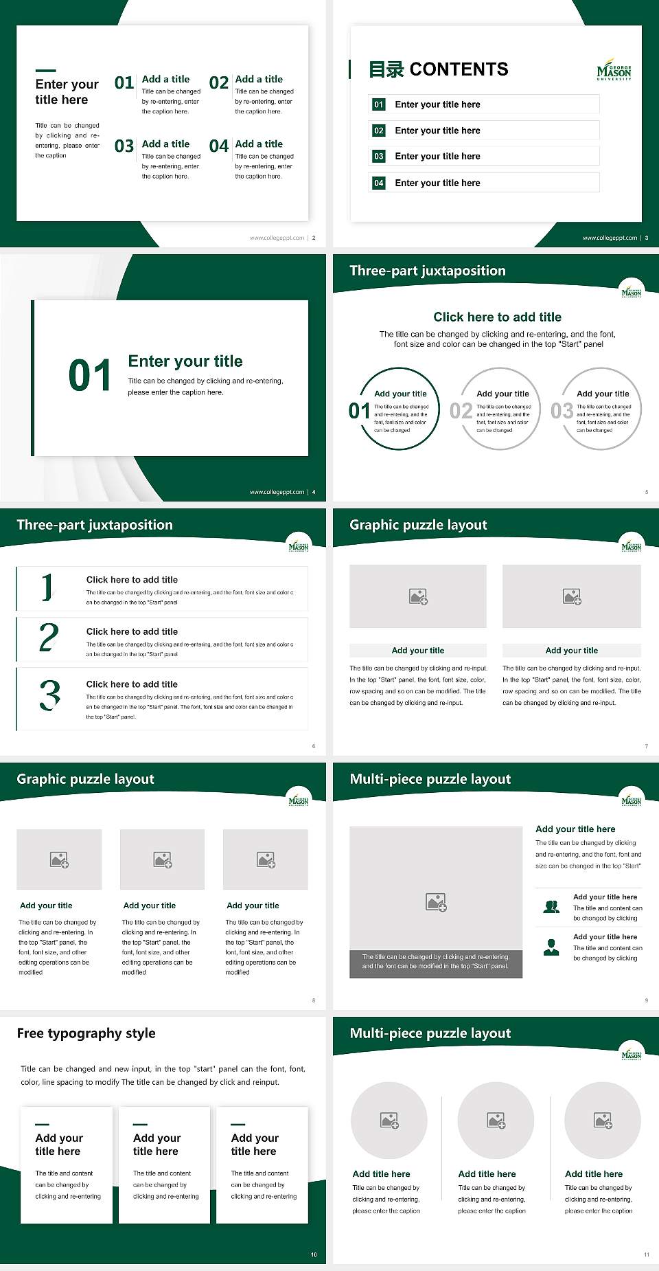 George Mason University(GMU) Academic Presentation/Research Findings Report PPT Template4:3 ratio PPT effect preview image2
