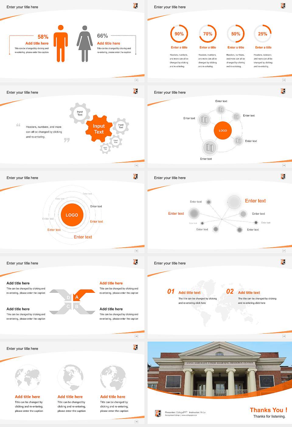 Georgetown College Course/Courseware Creation PPT Template16:9 ratio PPT effect preview image4