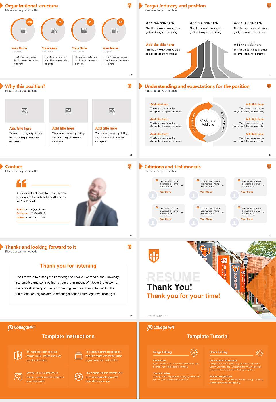 Greenville University Resume PPT Template16:9 ratio PPT effect preview image4