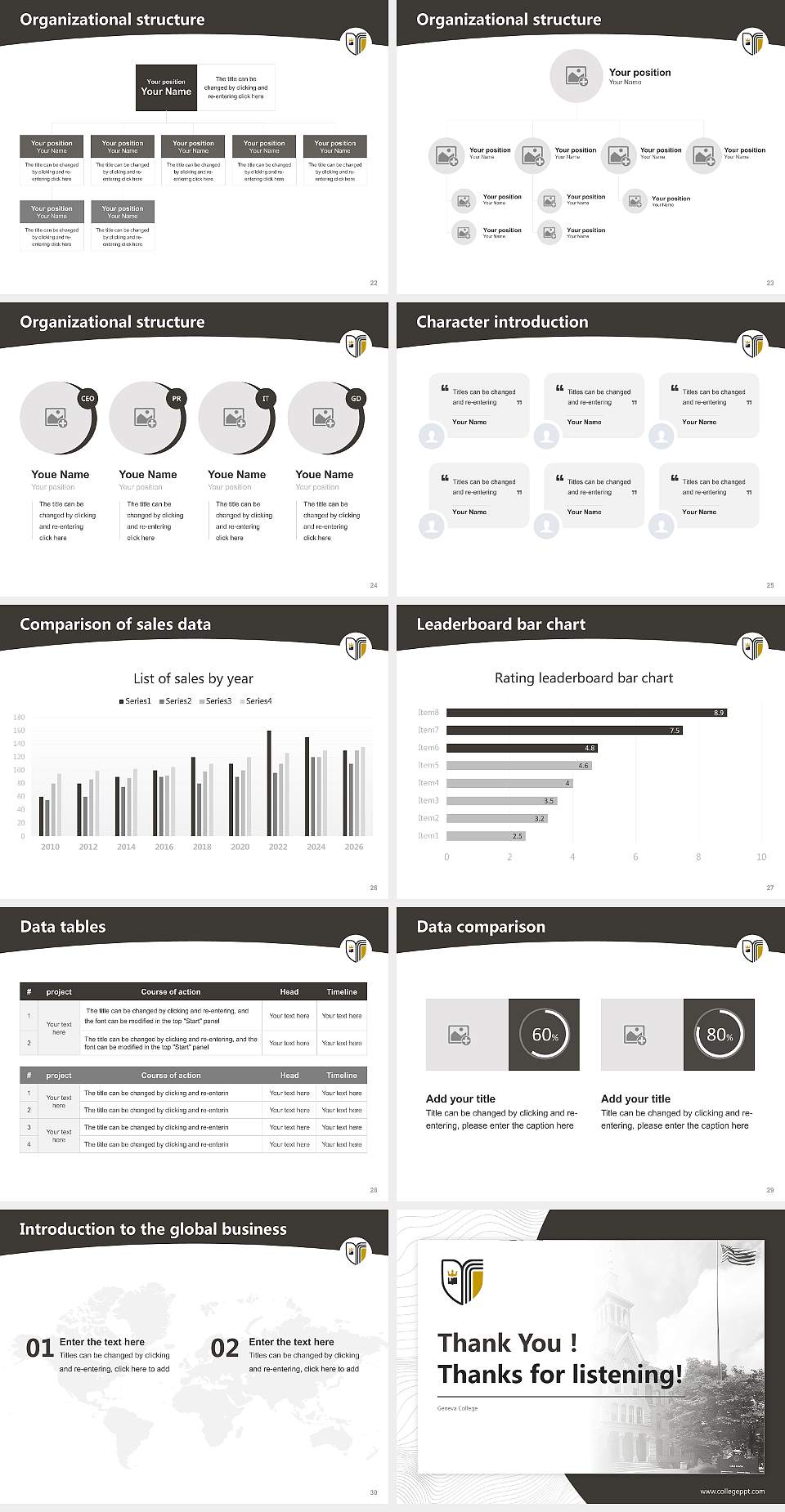 Geneva College Academic Presentation/Research Findings Report PPT Template4:3 ratio PPT effect preview image4