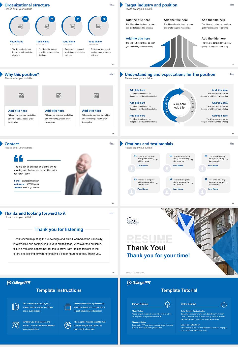 Glasgow Caledonian New York College Resume PPT Template16:9 ratio PPT effect preview image4