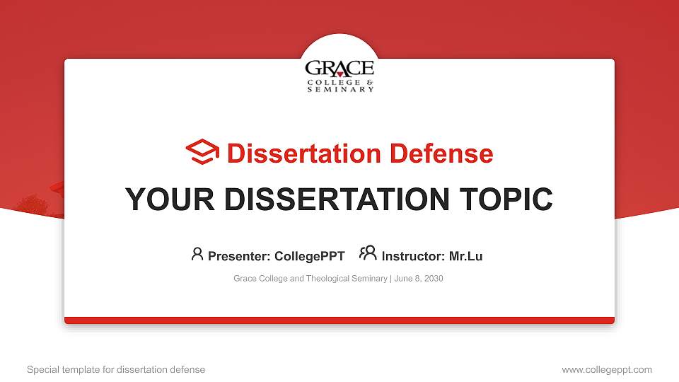 Grace College and Theological Seminary Graduation Thesis Defense PPT Template16:9 ratio PPT effect preview image