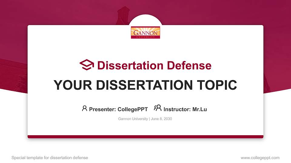 Gannon University Graduation Thesis Defense PPT Template16:9 ratio PPT effect preview image