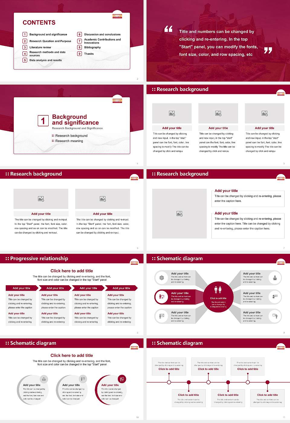 Gannon University Graduation Thesis Defense PPT Template16:9 ratio PPT effect preview image2