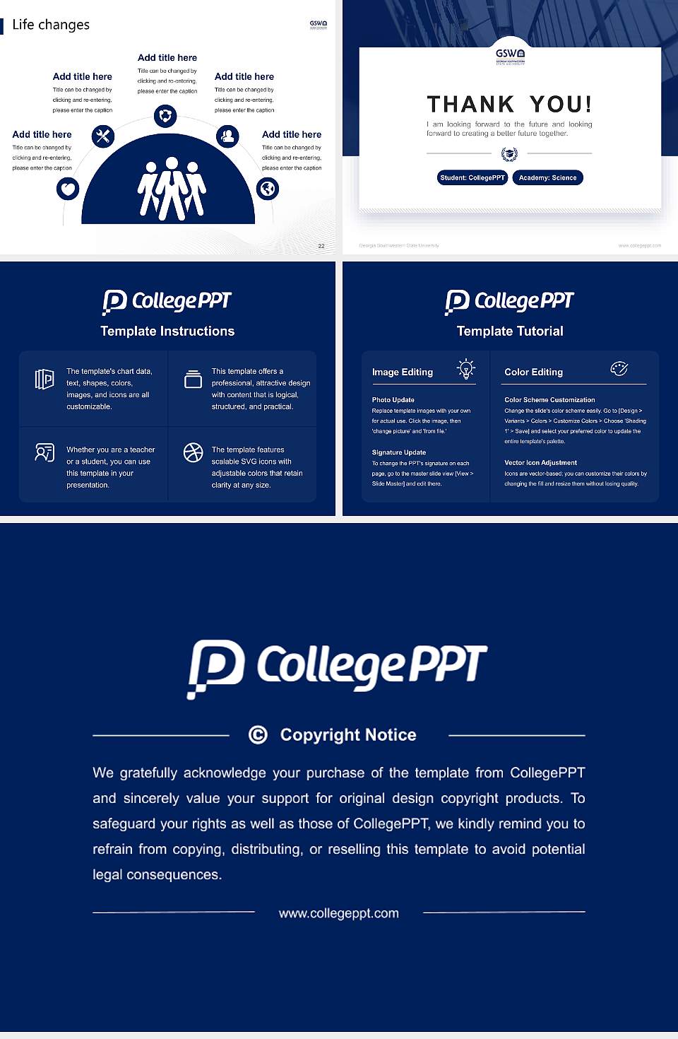 Georgia Southwestern State University National Scholarship Defense PPT Template4:3 ratio PPT effect preview image4