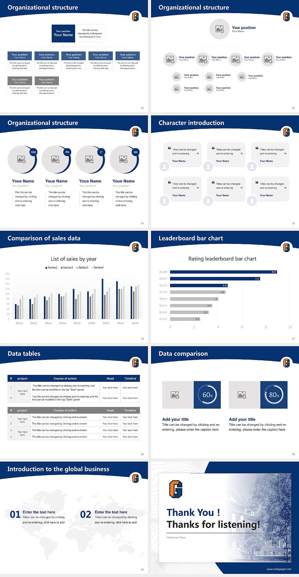 Gettysburg College Academic Presentation/Research Findings Report PPT Template4:3 ratio PPT effect preview image4