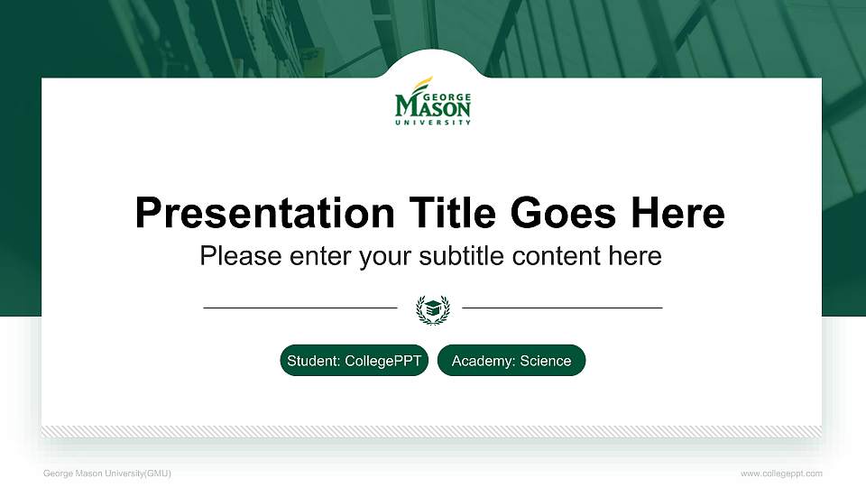 George Mason University(GMU) National Scholarship Defense PPT Template16:9 ratio PPT effect preview image