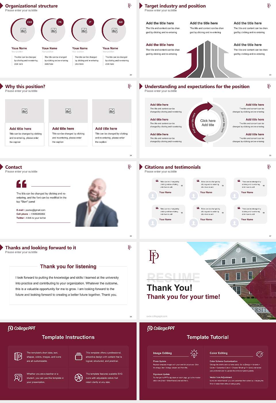 Franklin Pierce University Resume PPT Template16:9 ratio PPT effect preview image4