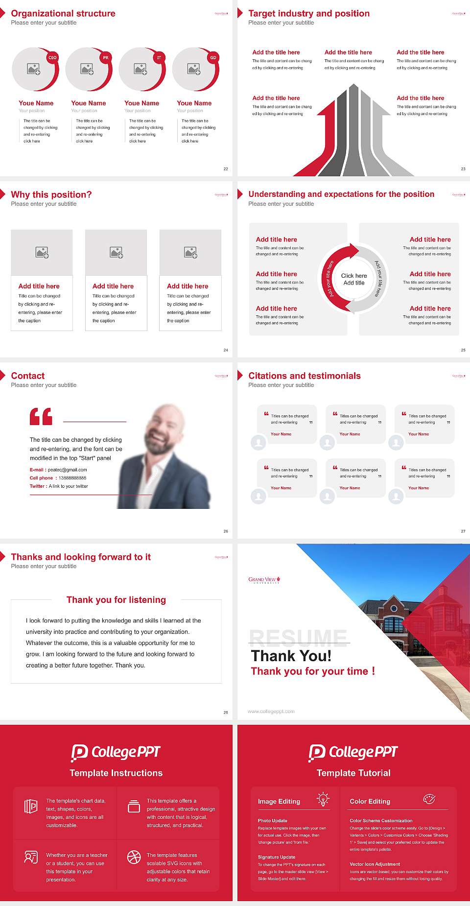 Grand View University Resume PPT Template4:3 ratio PPT effect preview image4