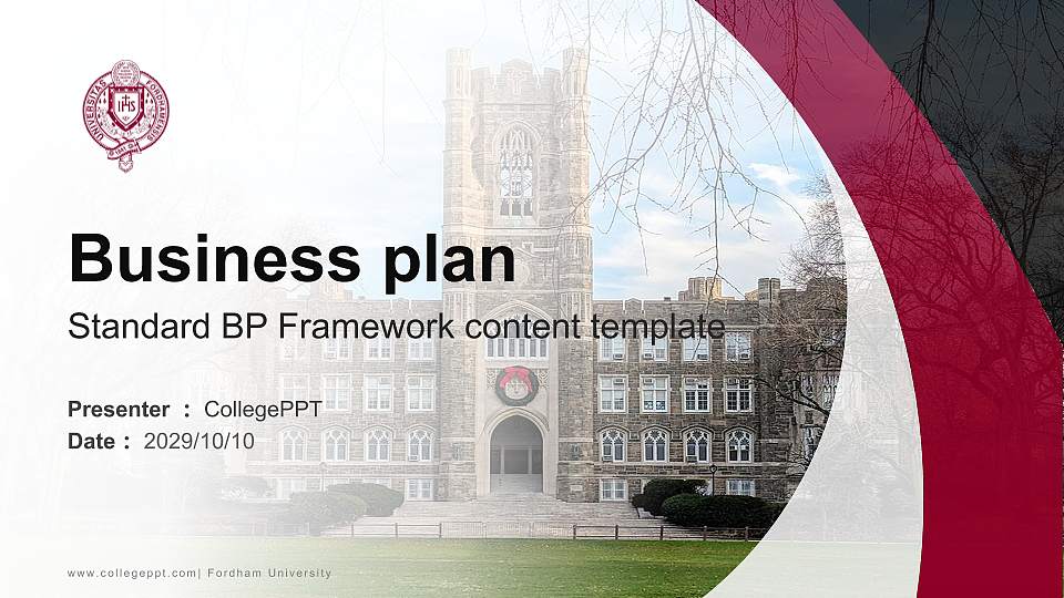 Fordham University Competition/Entrepreneurship Contest PPT Template16:9 ratio PPT effect preview image