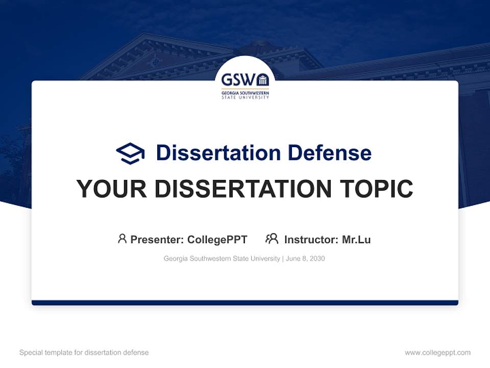 Georgia Southwestern State University Graduation Thesis Defense PPT Template4:3 ratio PPT effect preview image7